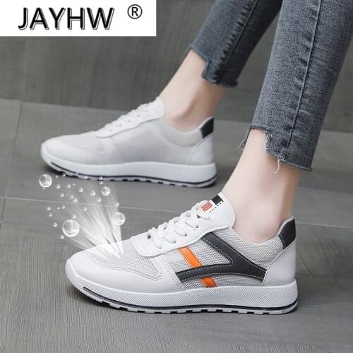 New Fashion Women 2021 Casual Shoes Fashion White Women Vulcanized Shoes Round Mesh Lace-Up Platform Sneakers Zapatillas Mujer