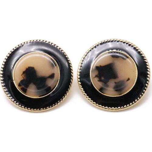 Leopard Round Black Enamel Sweet Clip Earring
