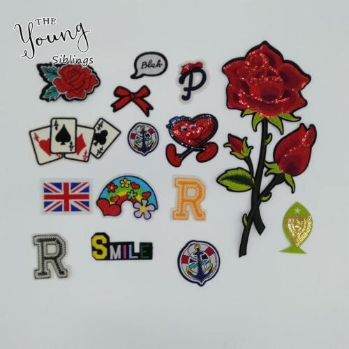 Hot sell Sequins Hot melt adhesive Applique Embroidery patches stripes DIY Sewing Badges Clothing Accessory Supplies C2319-C5146