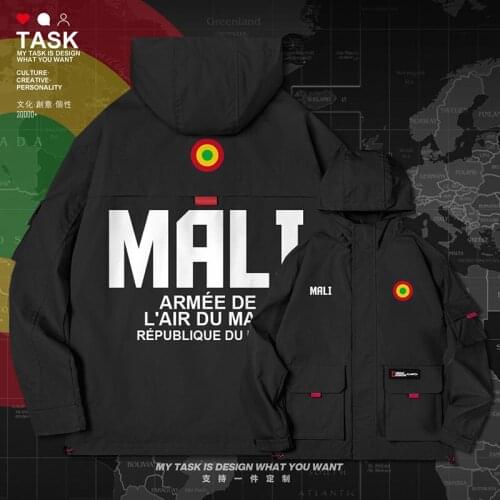 Mali Malian MLI men jacket hooded air force logo army fan coat printed mens windbreaker trench coat men nation autumn clothes