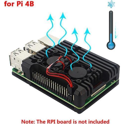 None Metal Case for Raspberry Pi 3 None Case Box with Dual Fan Heat Sink for Raspberry Pi 4 3 Model B 3B Plus with fan