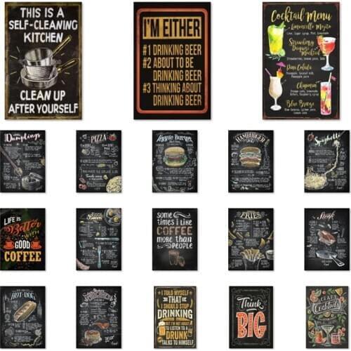 [ Mike86 ] Food Beer Coffee Kitchen Chalk Painting Pizza cocktail Tin Sign Retro Poster Painting Gift decor LTA-1806 20*30 CM