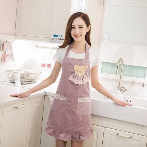 Korean fashion apron waterproof and oil-proof manicure overalls kitchen cafe cute