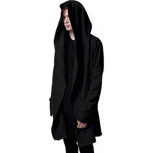 Best Quality 2020 Hip Hop Mantle Hooded Men Black Cloak Hoodies Long Sleeve Streetwear Hooded Sweatshirts Loose Pullover Outwear