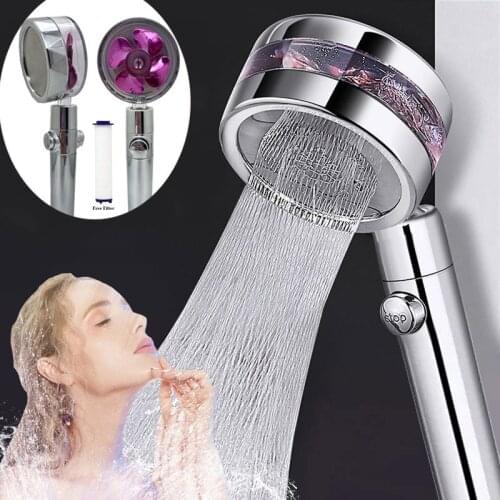 Shower Head Water Saving Flow 360 Degrees Rotating With Small Fan ABS Rain High Pressure Bath Spray Nozzle Bathroom Accessories