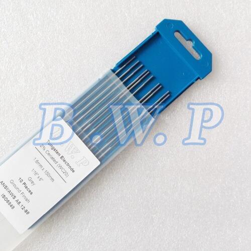 Cheap TIG Tungsten Electrodes 2% Ceriated Grey WC20 1.6mmx150mm(1/16"x6") Pack of 10Pcs