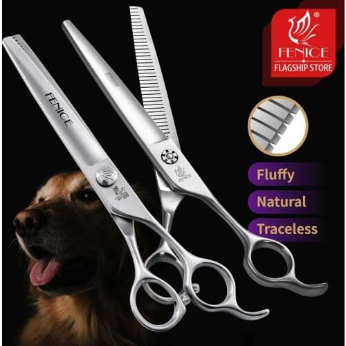 Fenice 7" Pet Dog Grooming Scissor Thinning Shears Sharp Edge Animals Cat Reversed Tooth Scissors Cutting tools tijeras tesoura