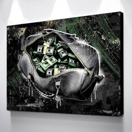 Canvas Prints Poster American Dollar Wall Art A Sack of Money Painting Pictures Home Decor Cash Cuadros Modular Frame Bedroom
