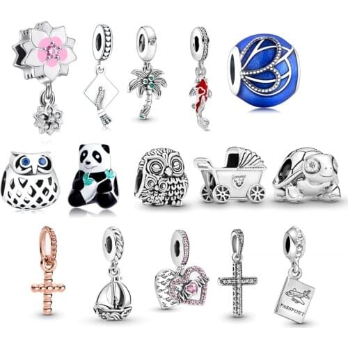 925 Silver Mother Owl and Baby Owl Charm Fit Original Pandora Charms Bracelets Beads For Jewelry Making Women Berloque