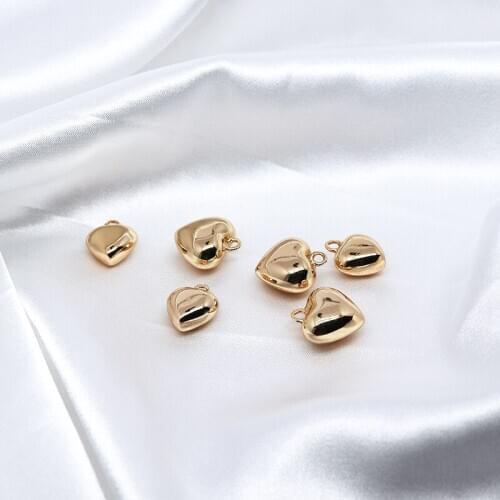 18k copper-clad gold glossy peach heart hollow pendant handmade diy earring accessories homemade bracelet pendant pendant materi