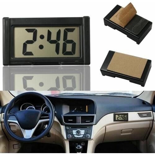 Car Dashboard Ultra-thin LCD Digital Display Electronic Clock with CalendarLarge Digital Clock Time Self-Adhesive Bracket
