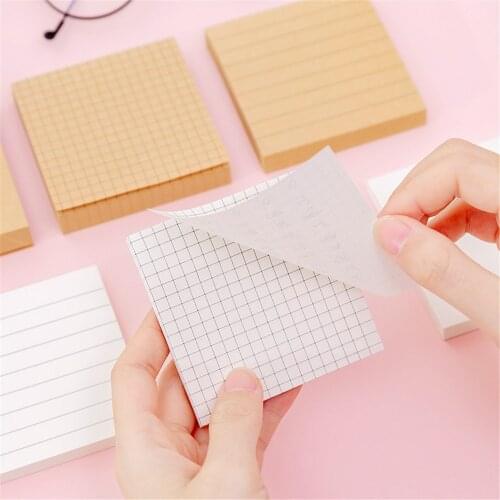 80 Sheets Kraft Paper Blank Horizontal Grid Memo Pads Simple Sticky Message Notes Writing Pads School Office Suppies