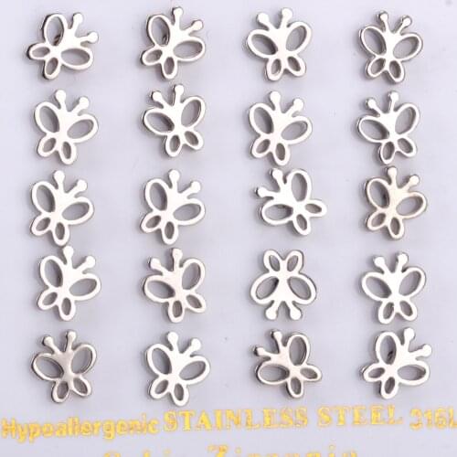 10 Pairs Cute Butterfly Stud Earrings For Jewelry Fashion Silver Color Animal Earrings Piercing Accessories Wholesale Women/Girl