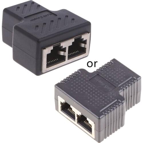 1 To 2 Ways LAN Ethernet Network Cable RJ45 Female Splitter Connector Adapter
