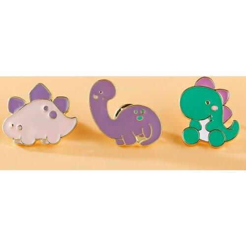 Shamir 3 PCS Garment Dinosaur Brooch 2020 New Cartoon Dinosaur Brooch Pin Badge Deserve To Act the Role Of Women Jewelry Gifts