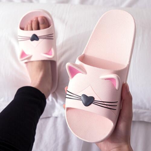 Women Men Summer Slippers Slide Sandals Beach Bathe Flip Flops 3d Cartoon Cats Thick Bottom Comfort Couple Comfort Shoes