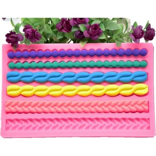 Silicone Fondant Cake Mould 3D Pearl Knit Rope Cake Border Decorating Molds Gumpaste Kitchen DIY Baking Cake Tools