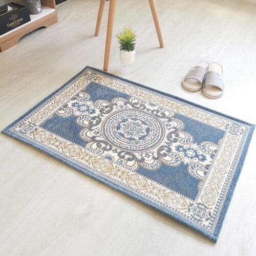 Blue Jacquard Living Room Bedroom Carpets Traditional Chinese-Style Soft Thick Kid Room Area Rugs Home Entrance Porch Floor Mats