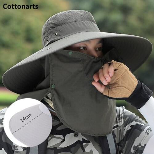 Foldable Removable Sun Hat Waterproof Big Brim Caps Outdoor Anti-UV Fishing Hat Face Neck Protection Breatha Mountaineering Hats