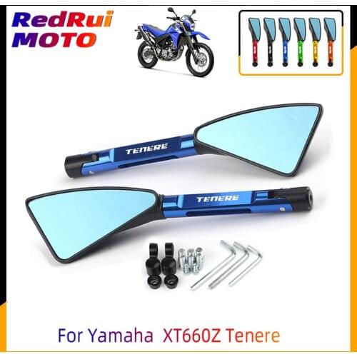 For Yamaha XT660Z Tenere SUPERTENERE Universal Motorcycle Accessories CNC Aluminum Blue Lens Rear View Side Mirror Laser Logo