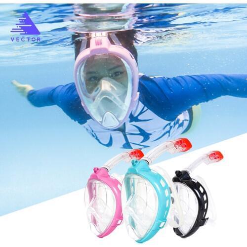 VECTOR Underwater Diving Mask Men Women Full Face Wide Vision Anti-Fog Scuba Snorkel Swimming Masks Fit GoPro Camera