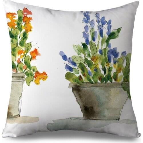 Vintage Oil Painting Flowers printed Cushion Cover European Retro floral pattern Art pillow Cover cotton Linen Pillow Case