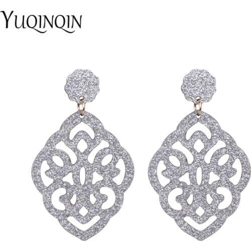 Vintage Long Dangle Silver Acrylic Earrings for Women Big Resin Dangling Drop Earring for Girls Party Fashion Jewelry Brincos