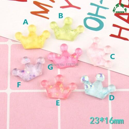 Resin Slime Charm Bead Cute Clear Crown DIY Accessories for Girls Room Decor Handmade Craft Accessories 10pcs 23mm