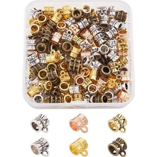 180pcs/box Alloy Bail Beads Hanger Links Spacer Beads Pendant Clasp Connector Column and Barrel for Jewelry Making