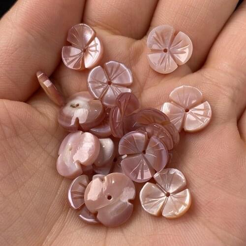 2pcs Carven Pink Shell Flower Pure Natural Material Petals 3D Flower Beads for Handmade Necklace DIY Jewelry Making