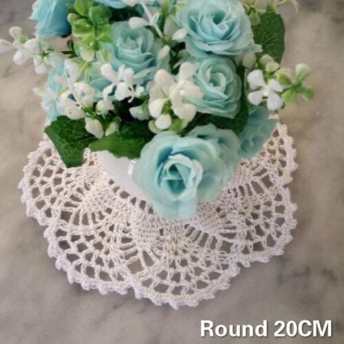 20CM Round Pastoral Vintage Crochet Flowers Dinner Doily Dish Bowl Mat Home Kitche Insulation Pad Wedding Banquet Placemat Decor