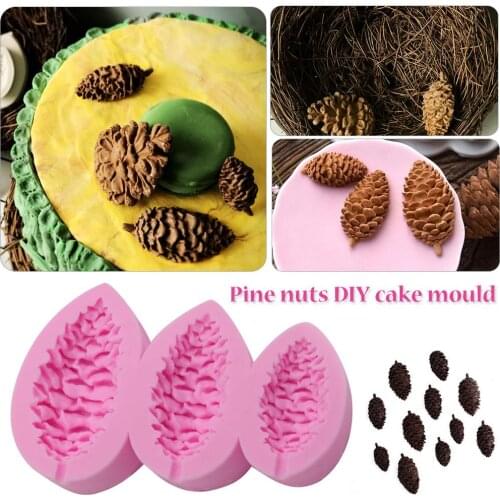 3 Connective Parts Fondant Mould Pine Cone Silicone Mould Pine Nut Chocolate Clay Christmas Mould Epoxy DIY Cake Party Decorati