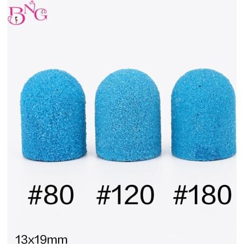 5Pcs Blue Nail Sanding Cap with Rubber Gel Remover Cutter Drill Bits Pedicure Cutters Cuticle Tools Nails Accessories