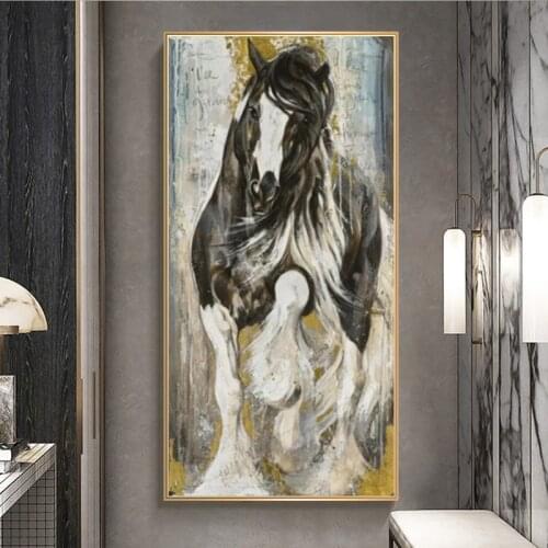 Abstract Canvas Painting On The Wall Art Posters And Prints Gray Horse Oil Painting Mural Animal Modern Decorative Painting