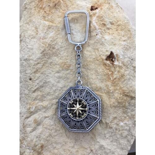 Compass Motif Filigree Silver Is Keychain Midyat
