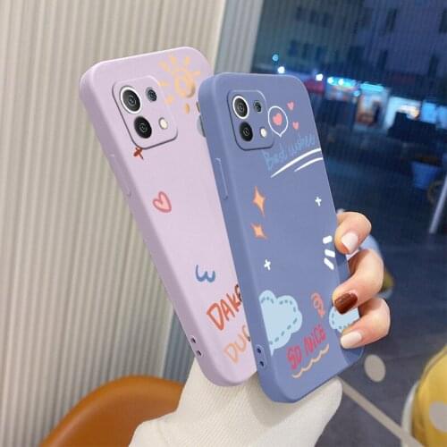 English Cloud Liquid Case For Xiaomi Mi11 lite Ultra 11i 10T 9T Pro Lite 10 10S 9 8 Pro Poco F2 X2 F3 Pro Soft Phone Cover Case