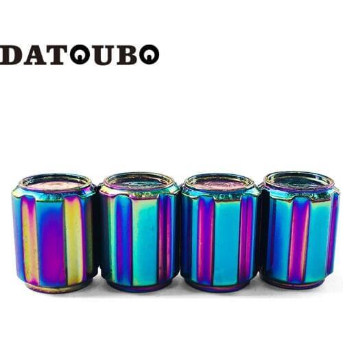 DATOUBO 4 pcs Aluminum multi Neon color Car Tire Valve cap,Bike Motorcycle tyre universal Wheel Valve stem Air Dust cap