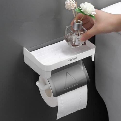 Bathroom Toilet Towel Paper Holder Phone Holder Wall Mount WC Rolhouder Paper Holder With Shelf Towel Rack Tissue Boxes 3 Colors