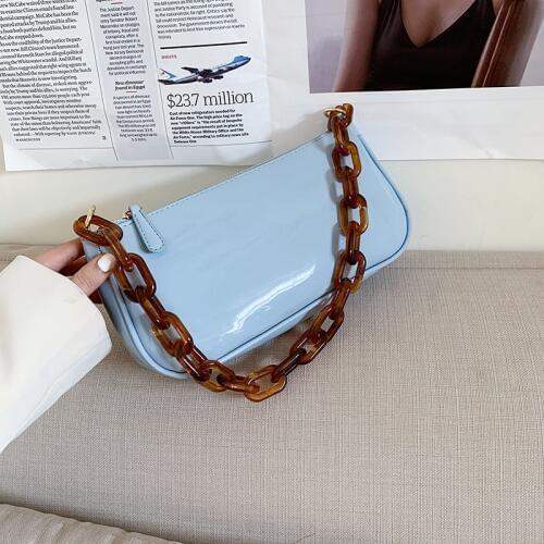Designer Patent Leather Shiny Underarm Bag Fashion Luxury Women Tote Brand Female Leather Handbags Simple Baguette Shoulder Bag