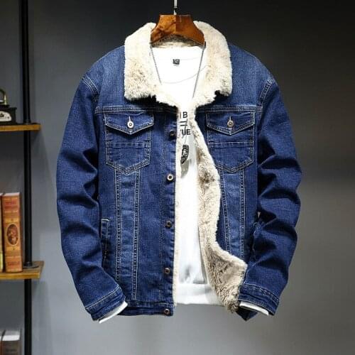 Men Winter cashmere Jean Jackets Outerwear Warm Fleece Denim Coats New Men Large Size Wool Liner Thicker Winter Denim Jackets