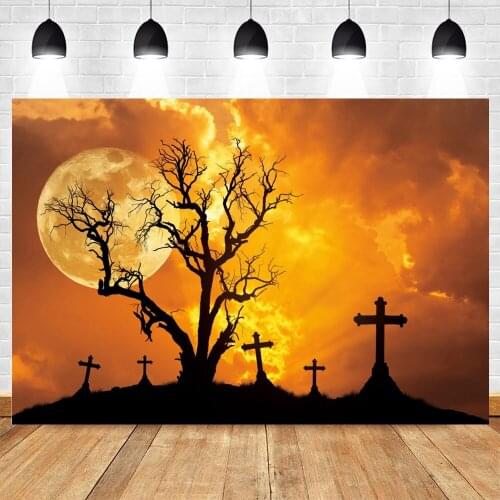 Yeele Halloween Backdrop Photographic Photography Photocall Moon Dead Tree Grave Party Decor Background For Baby Photo Studio