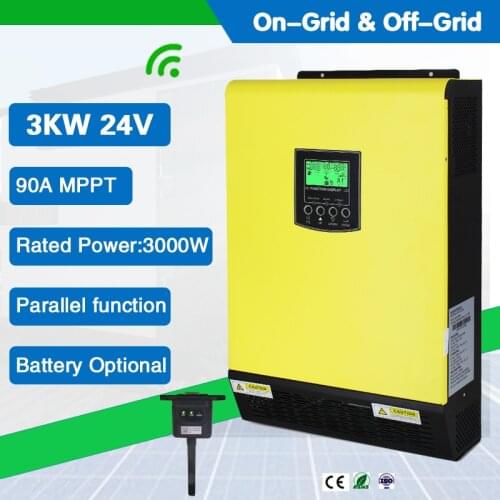 3000W 24VDC ON AND Off Grid Hybrid Pure Sine Wave Solar Inverter with 90A 5500W MPPT Solar Controller