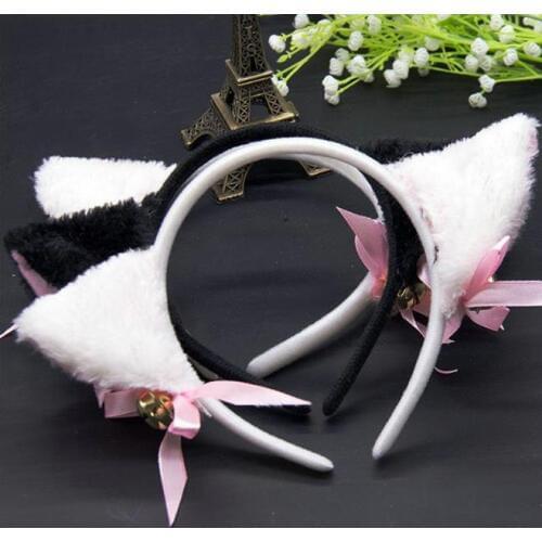 Halloween Cat Fox Fluffy Devil Ears Bells Headband Costume Fancy Dress Anime Neko Cosplay Hair Band Party Christmas pferformance