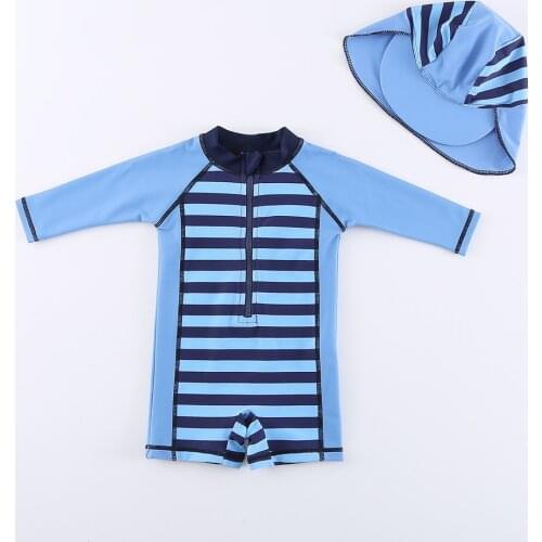 Wishere Swimsuit With Cap Baby Boy UPF Swimming Suit UV Sun Protection Beach Costume With Hat