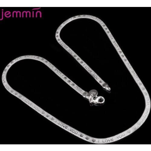 Fashion " I Love You " Clavicle Chain For Women Men Genuine 925 Sterling Silver Chain Necklaces Christmas New Years Gift