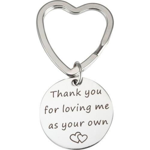 DIY Fashion Steel Key Chain Jewelry Thank you for loving me as your own Inspirational Metal Stainless Steel Charm Key Chain