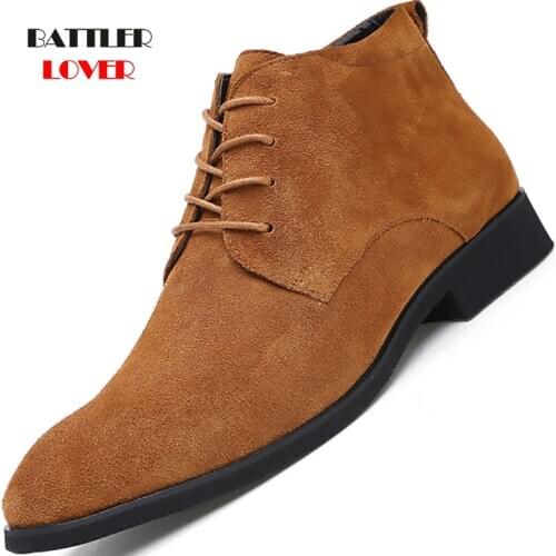 Men Boots Genuine Leather Ankle Breathable Botas for Male High Top Outdoor Casual Footwear Homme Winter Warm Shoes