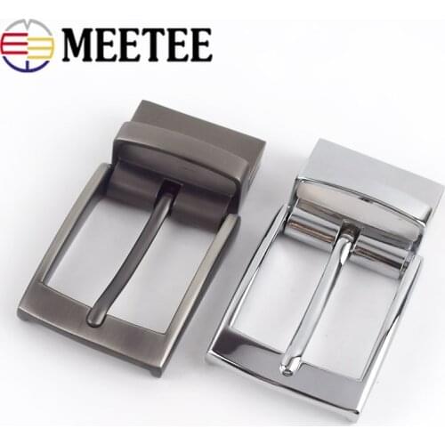 Meetee 1pc/2pcs ID35mm Mens Belts Head Rotating Pin Buckle Metal Brushed Belt Buckles DIY Leather Crafts Jeans Decor Accessory