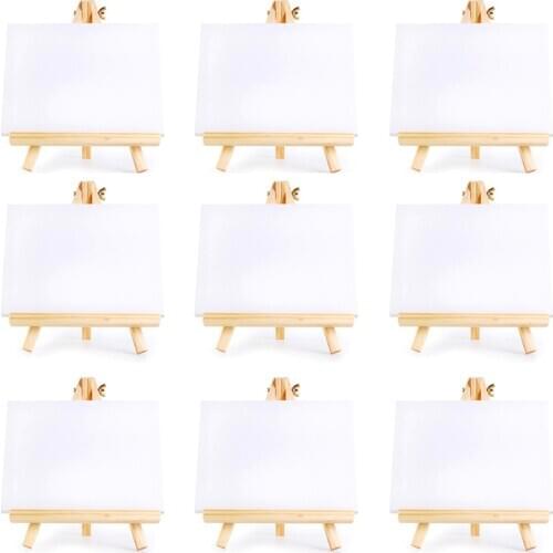 10 Set Artists Mini Canvas Set Painting Craft DIY Drawing Small Table Easel Gift