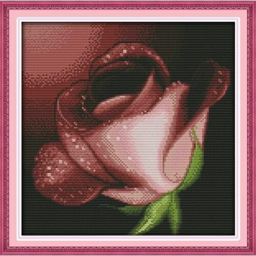 Dew and rose Beginner Cross Stitch Kits Printed Canvas DMC Counted printed Cross-stitch set Embroidery Needlework Kit DIY